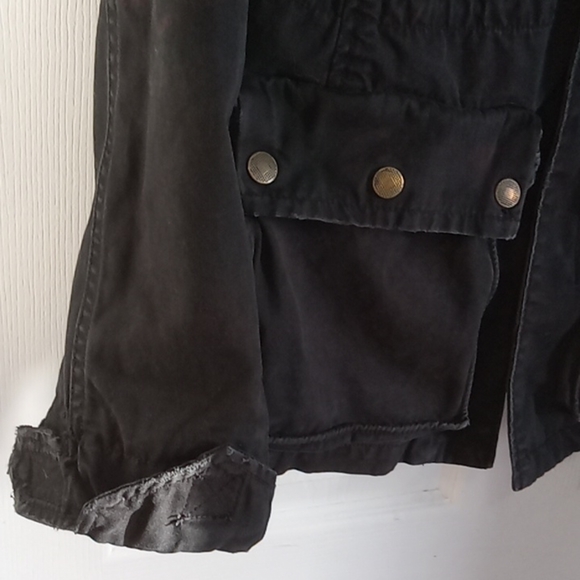 Womens TNA Military Jacket Size Small Cotton Army Cargo Coat Black Retro - Picture 9 of 16